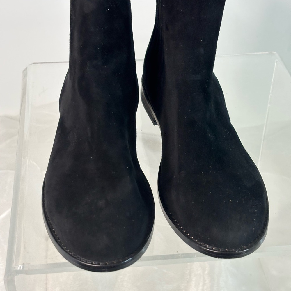 Eileen Fisher Rich Black Suede Ankle Booties Minimalist Chelsea Boot 8 1/2 - Picture 5 of 10